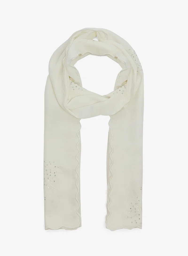 Embellished Rhinestone Silver Detail Modest Hijab Headscarf